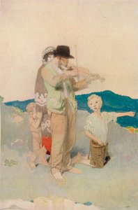 De violist, studie voor centrale groep in de Wayside Wedding, ca. 1923 door William Newenham Montague Orpen