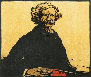 Portret van Mark Twain (tekening) door William Nicholson
