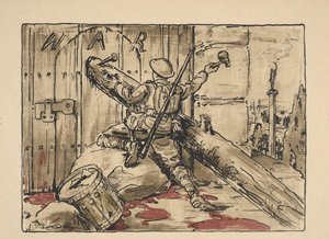 Soldaat blokkeert de deur van oorlogsvoering door William Nicholson