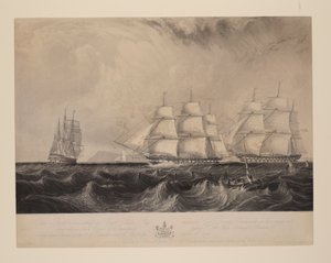 Deze prent toont het Oost-Indië schip 