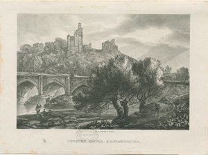 Tutbury Castle - Zuidaanzicht: zinkografie, nd [begin 19e eeuw] door RC