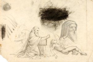 (Studies - Villa Borghese, 2 figuren, enz.) door William Page