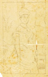 Dame in avondjurk met figuur van Venus de Milo
