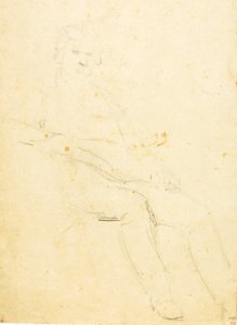 Zittende mannelijke figuur