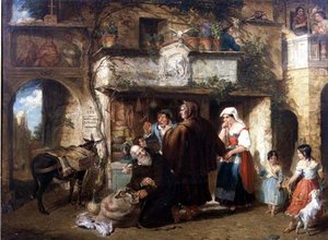 Verzorging voor het klooster. De gesel kussen en stof in de ogen krijgen