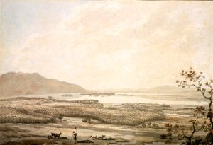 Killarney vanaf de heuvels boven Muckross door William Pars