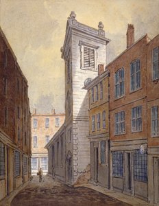 Kerk van St George Botolph Lane vanaf George Lane, City of London, ca. 1813