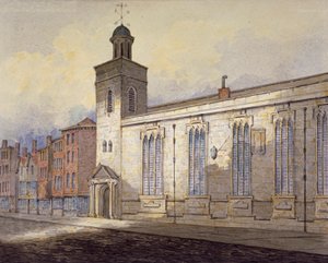 Uitzicht op de zonnewijzer van St Katherine Cree, City of London, ca. 1815