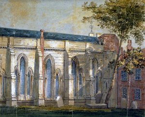 Uitzicht op Temple Church, Londen, ca. 1810
