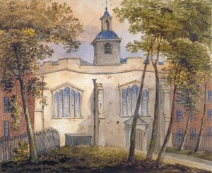 Westelijk uitzicht op de Kerk van St Helen, Bishopsgate, City of London, ca. 1810