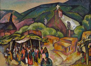 Feestdag: San Juan Pueblo door William Penhallow Henderson