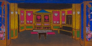 Het hartenhof (decorontwerp voor Alice-in-Wonderland) door William Penhallow Henderson