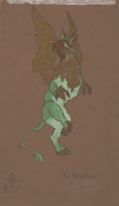 De Griffioen (kostuumontwerp voor Alice-in-Wonderland, 1915) door William Penhallow Henderson