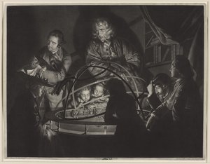 Een filosoof geeft een lezing in de planetarium, naar Joseph Wright of Derby