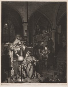 De Alchemist, op Zoek naar de Steen der Wijzen, Ontdekt Fosfor en Bidt voor het Succesvolle Einde van zijn Operatie, zoals het Gebruikelijk was bij de Oude Chemische Astrologen