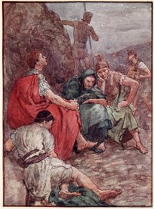 Brutus en zijn metgezellen na de Slag bij Philippi, illustratie uit 
