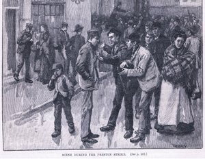 Scène tijdens de staking van Preston 1856 AD