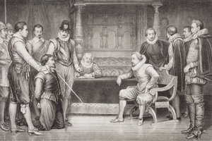 Guy Fawkes ondervraagd door James I en zijn raad in de slaapkamer van de koning, uit 