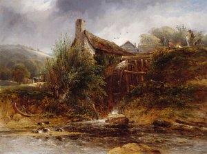 Oude watermolen, Noord-Wales door William Roberts