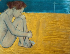 Zittende vrouwelijke naakt door William Rothenstein