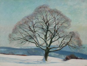 Boom in de winter door William Rothenstein