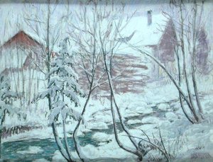 Chalets in de sneeuw door William Samuel Horton
