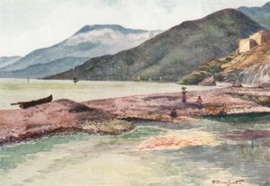 Italië en Frankrijk, monding van de Roya (kleurenlitho) door William Scott