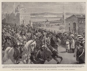 De rellen in Constantinopel, de aankomst van de Hamidieh cavalerie uit Armenië door William Small