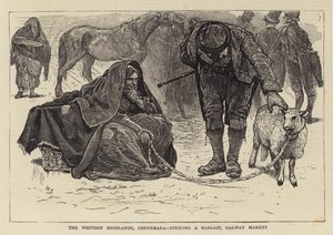 De westelijke hooglanden, Connemara, een overeenkomst sluiten, Galway-markt door William Small