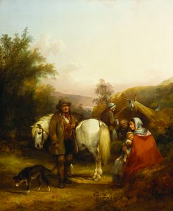 Een Zigeunerkamp bij een Open plek in een Bosrijk Landschap