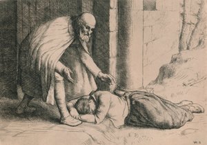 Barmhartigheid valt flauw voor de poort, ca. 1916 door William Strang