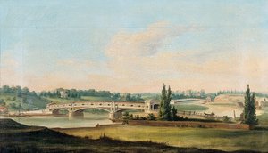Een Uitzicht op een Brug over de Schuylkill Rivier door William Strickland