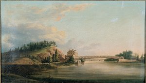 Uitzicht op een brug over de Schuylkill River