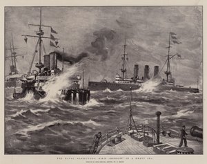 De Marine Manoeuvres, H.M.S. Benbow in een Zware Zee door William T. Maud