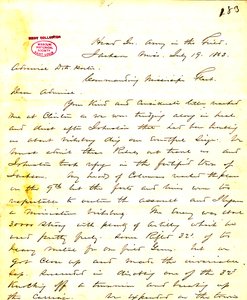 Brief van W. T. Sherman, hoofdkwartier, Leger in het Veld, Jackson, Mississippi, aan [David D.] Porter, 19 juli 1863 door William T. Sherman