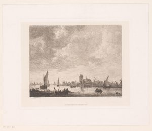 Gezicht op de Merwede voor Dordrecht