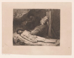 Maria en Johannes de Doper treurend bij het lichaam van Christus