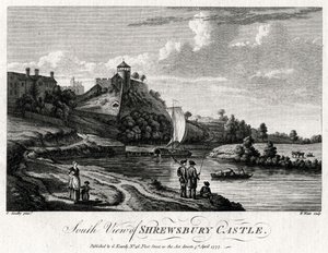 Zuidelijk uitzicht op Shrewsbury Castle, Shropshire, 1777 door William Watts