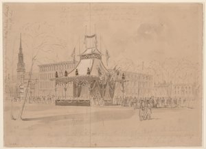 Gebouw opgericht voor de ontvangst van het lichaam van de president in Cleveland LCCN2004661243