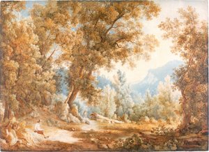 Landschap met figuren door William Westall