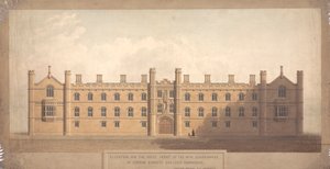 Elevatie voor de westelijke gevel van de nieuwe binnenplaats van Corpus Christi College, Cambridge