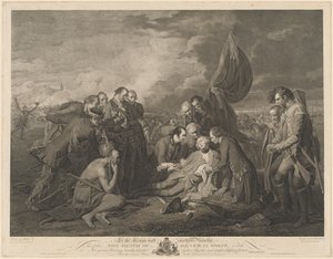 De Dood van Generaal Wolf door William Woollett after Benjamin West