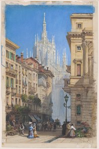 De Dom van Milaan vanaf een Zijstraat door William Wyld