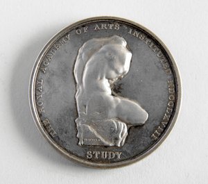 R.A. medaille toegekend aan George Frampton 10.12.1884 voor het beste model van een figuur door William Wyon