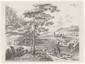 Landschap met een pelgrim en een herder