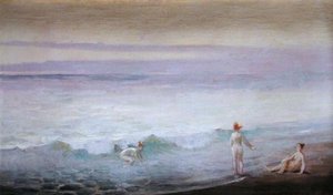 Kustscène met figuren door William de Leftwich Dodge