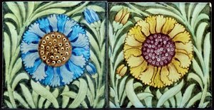Tegels met Perzisch bloemmotief door William de Morgan