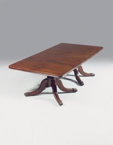 Ierse Regency tweelingpedestal eettafel door Williams and Gibton (attr. to) Mack