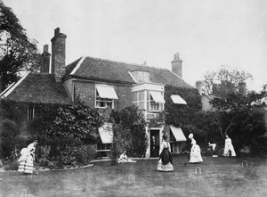 Croquet op het gazon bij Elm Lodge, Streatley, ca. 1870s