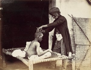 Indiase kapper, 1860s door Willoughby Wallace Hooper